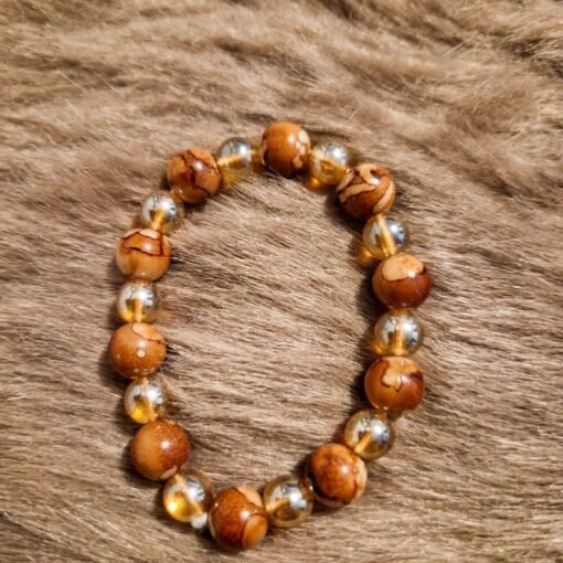 Bracelet en citrine naturelle et œil de tigre